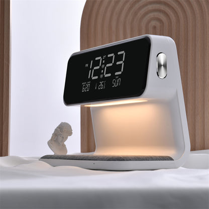 Creative 3 In 1 Bedside Lamp Wireless Charging LCD Screen Alarm Clock  Wireless Phone Charger For Iphone