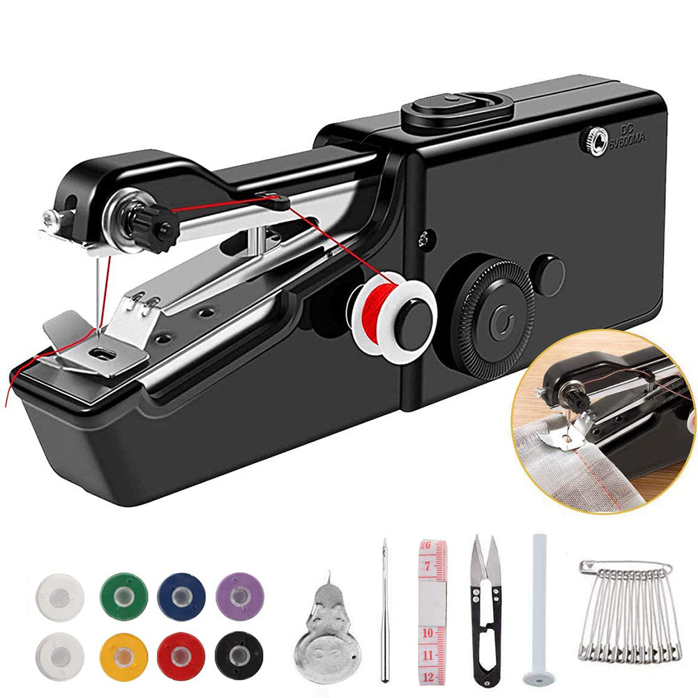 Handheld Electric Sewing Machine Set Black